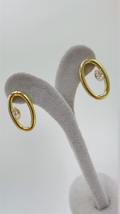 Vp 14 K Taşlı Oval Model Küpe