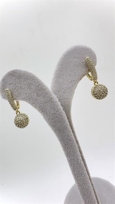 Vp 14 K Taşlı Sallantılı Top Küpe