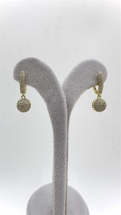 Vp 14 K Taşlı Sallantılı Top Küpe