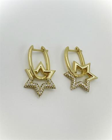 Vp 14 K Taşlı Sallantılı Yıldız Model Küpe
