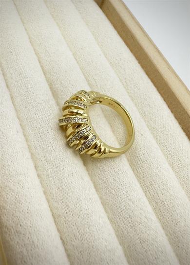 VIP 14K Altın Kaplama Dalga Taşlı Yüzük