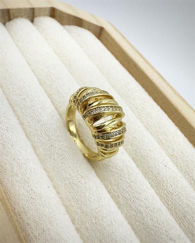 VIP 14K Altın Kaplama Dalga Taşlı Yüzük