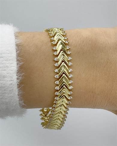 Vp 14 K Taşlı V Balık Sırtı Model Bileklik