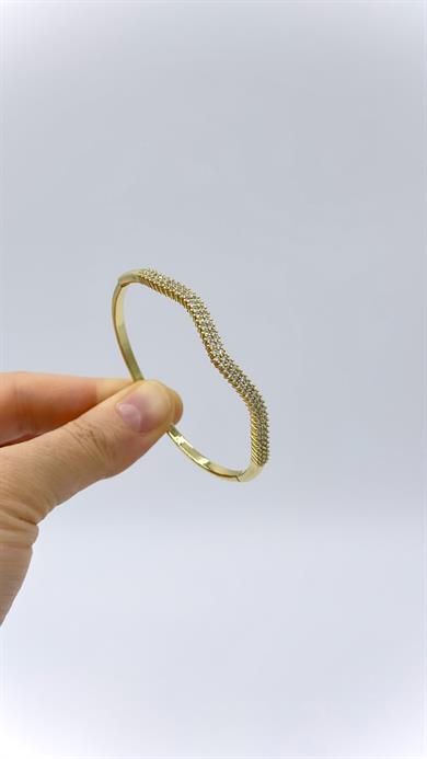 Vp 14 K Taşlı Zikzak Model Kelepçe Bileklik