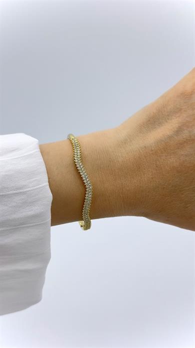 Vp 14 K Taşlı Zikzak Model Kelepçe Bileklik