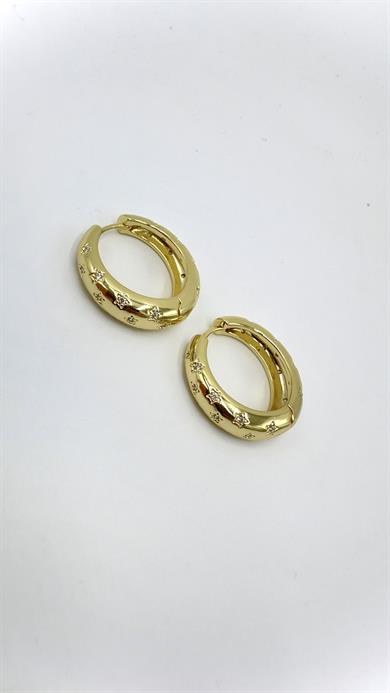 Vp 14 K Altın Kaplama  Yıldız Motifli Halka Model Küpe