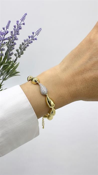 Vp Paris Serisi Gold Pırlanta Damlalı Bileklik