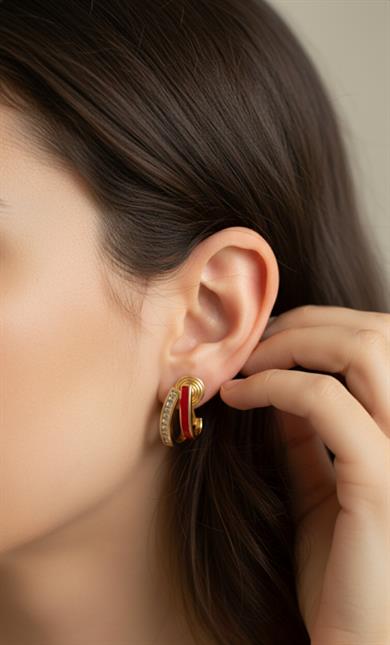 Vp Rose Gold Kıstırmalı  Küpe