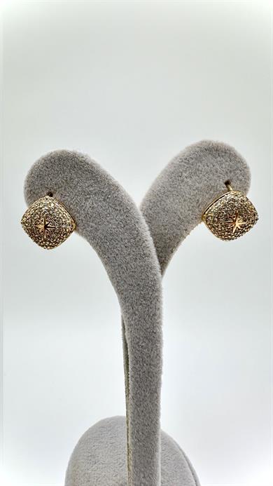 Vp Rose Taşlı Kare Model Küpe