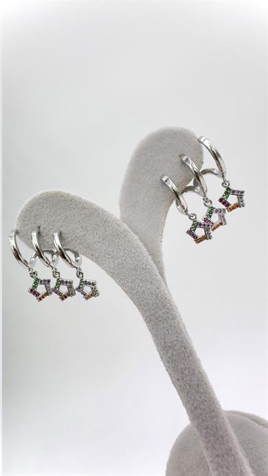 Vp Sılver Çoklu Renkli Yonca Küpe