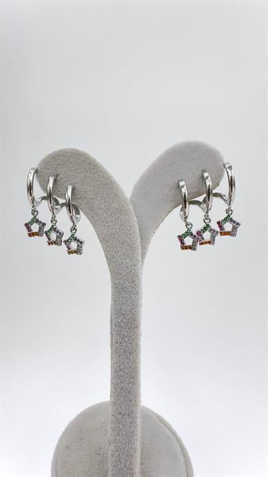 Vp Sılver Çoklu Renkli Yonca Küpe