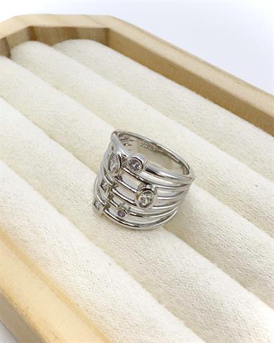 Vp Sılver Modern Tasarım Taşlı Yüzük