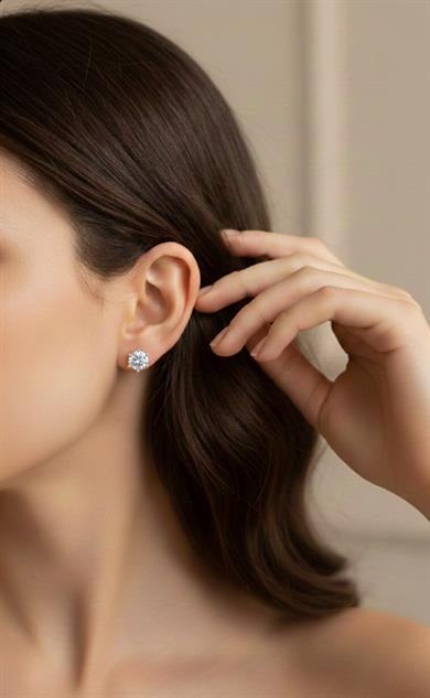 Vp Sılver Tek Taş Model Küpe