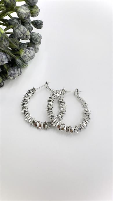 Vp Sılver Yıldız Tozu Halka Model Küpe