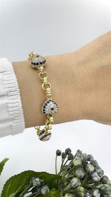 Vp Taşlı Kalpli Kaplan Gözü Model Bileklik