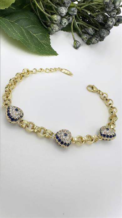 Vp Taşlı Kalpli Kaplan Gözü Model Bileklik