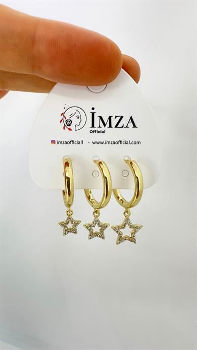 Vp Yılız Detaylı Halka  Çoklu Küpe