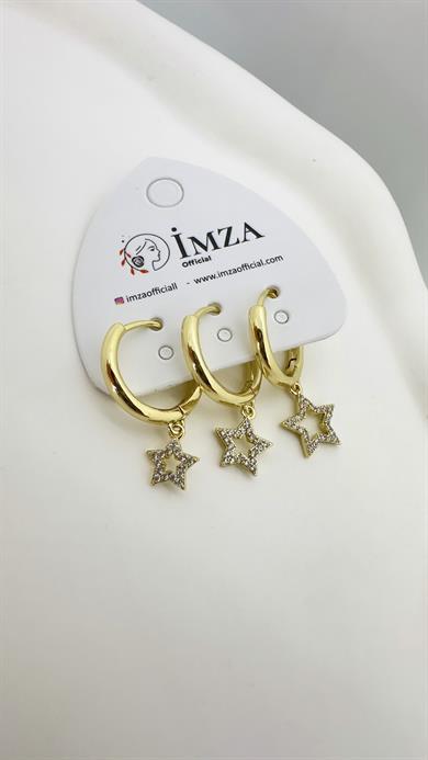 Vp Yılız Detaylı Halka  Çoklu Küpe