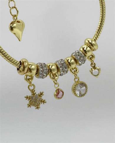 Vp14 K Altın Kaplama Kar Taneli Charmlı Bileklik