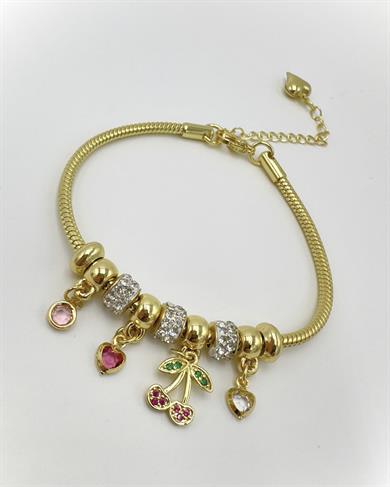 Vp14 K Altın Kaplama Kiraz Charmlı Bileklik
