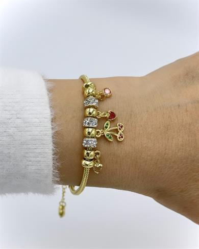 Vp14 K Altın Kaplama Kiraz Charmlı Bileklik