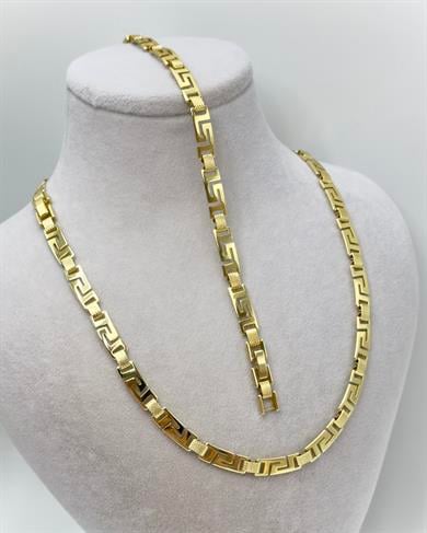 Vp14 K Altın Kaplama Labirent Kolye/ Bileklik Kombin Set