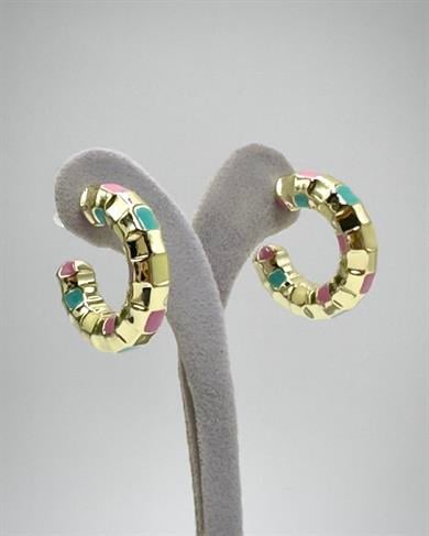 Vp14 K Altın Kaplama Renkli Halka Model Küpe