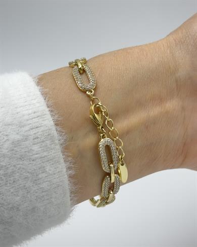 Vp14 K Altın Kaplama Taş Detaylı Oval Model Bileklik