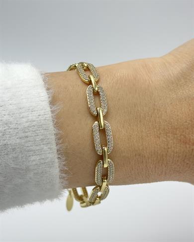 Vp14 K Altın Kaplama Taş Detaylı Oval Model Bileklik