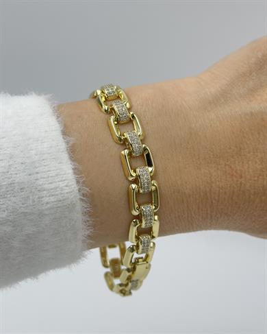 Vp14 K Altın Kaplama Taşlı Baglantılı Kare Model Bileklik