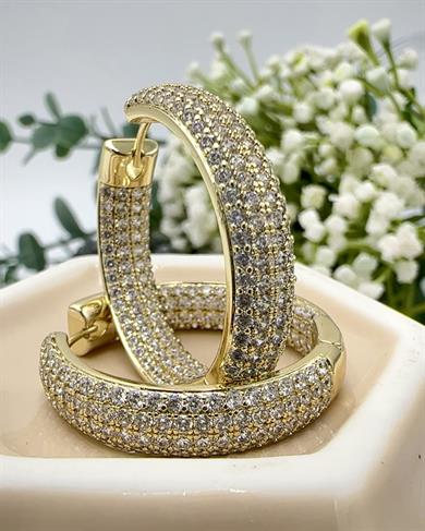 Vp14 K İçi Dışı Taşlı Halka Model Küpe
