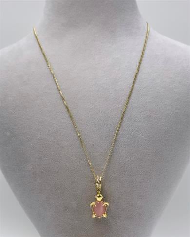 Vp14 K Pembe Su Kablumbağsı Model Kolye 45cm