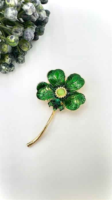 Yeşil Yonca Model Broş