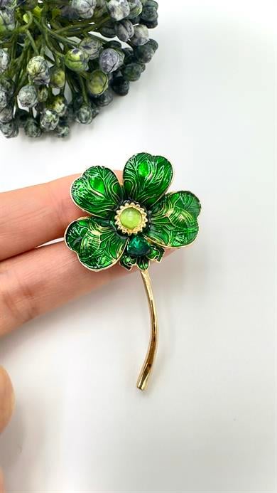 Yeşil Yonca Model Broş