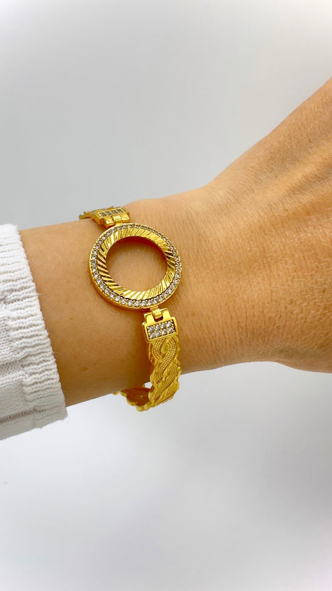 Altın Kaplama Örgü Çeyrek Takmalık Kelepçe