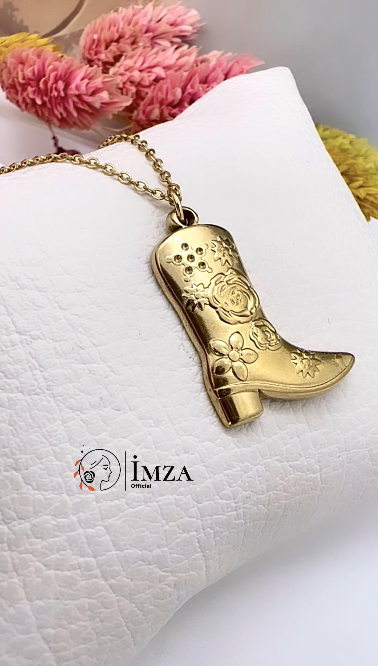 Çelik Gold Kovboy Çizme Kolye