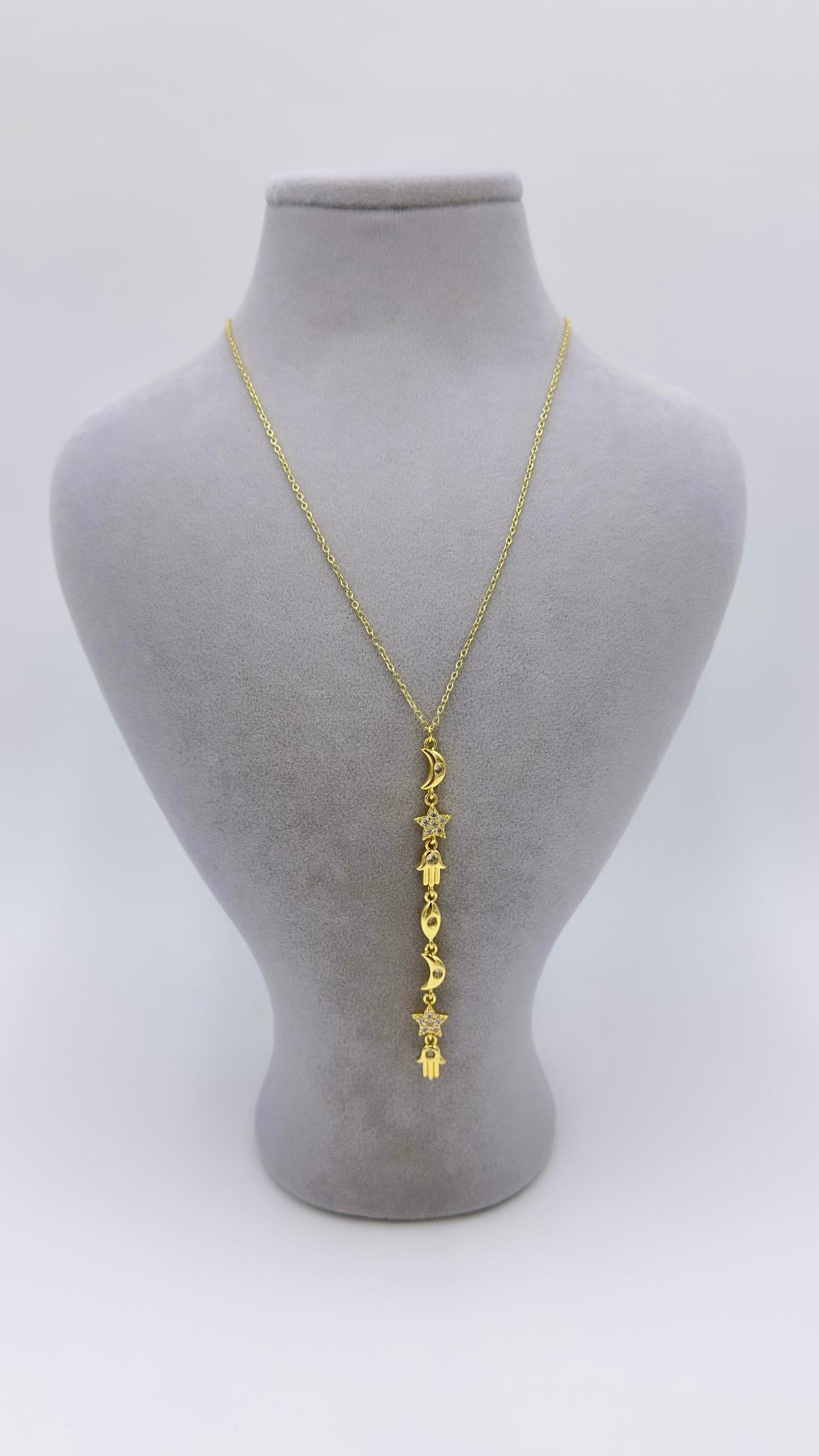 Çelik Gold Yıldız Model Y Kolye