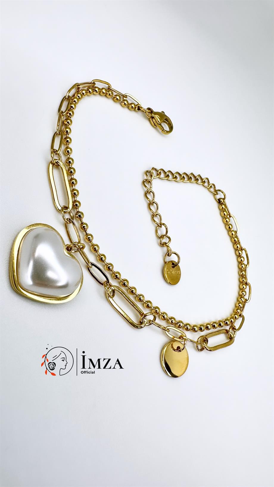 Çelik İkili Kalp Bileklik