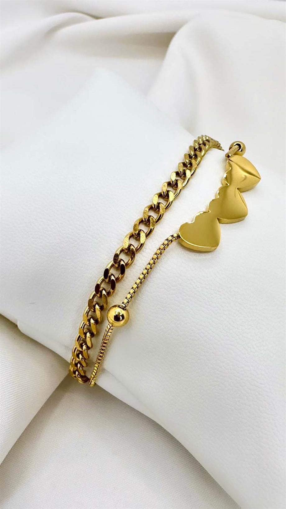 ÇELİK İKİLİ KALPLİ BİLEKLİK