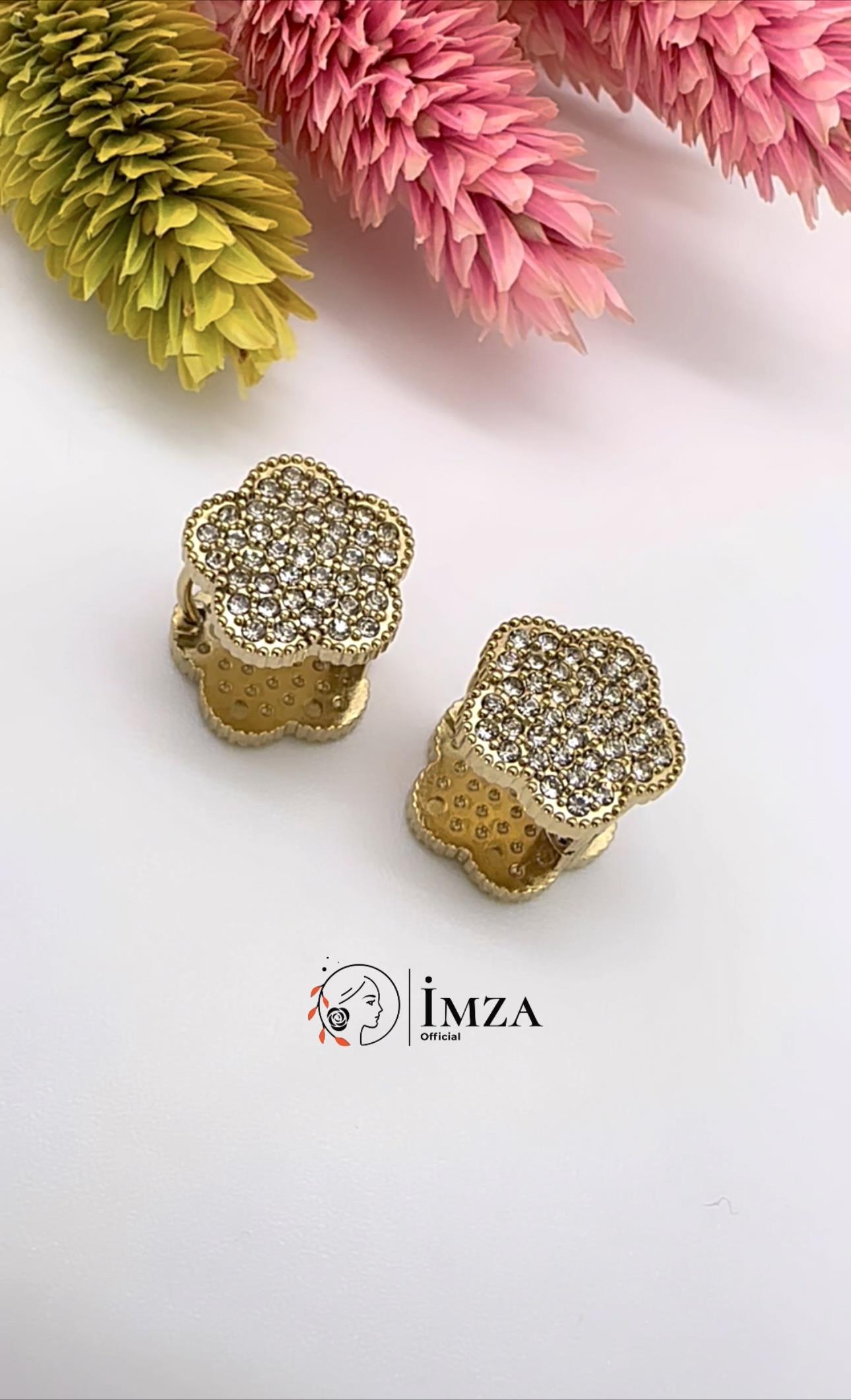 Çelik Küpe Taşlı Van Clef Gold