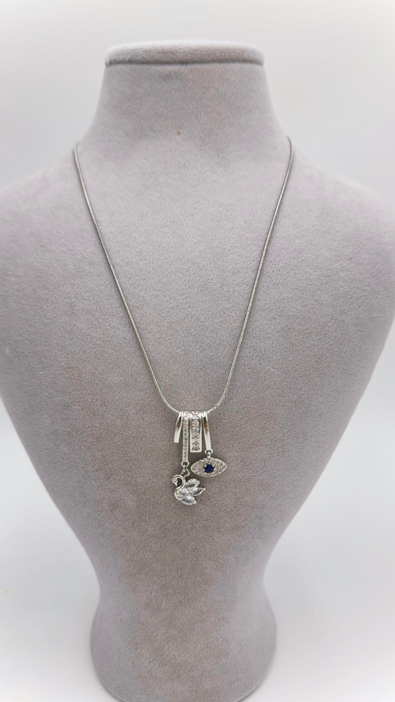 Çelik Sılver Kugu/ Göz Detay Kolye