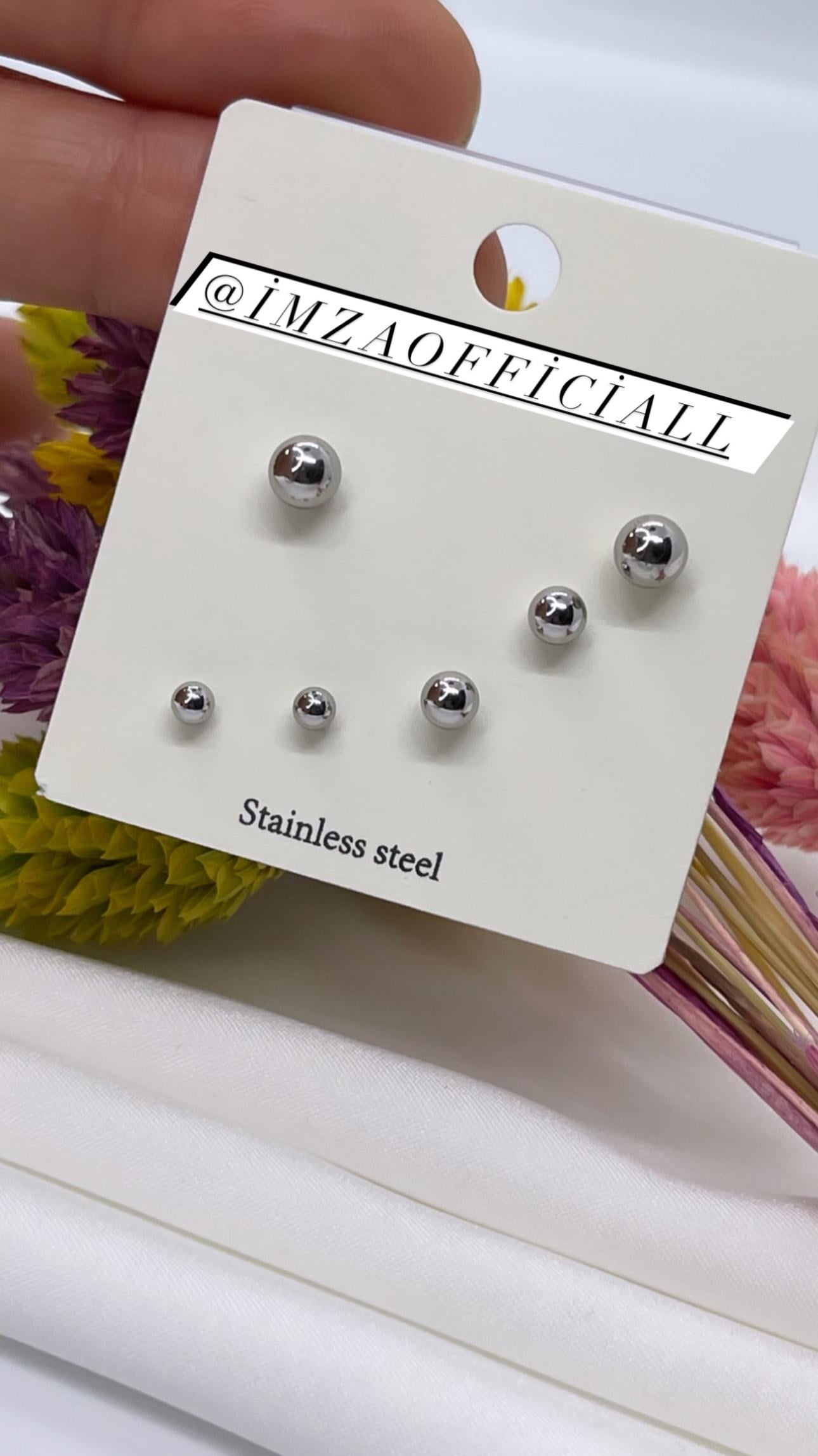 Çelik Silver Top 6'lı Set Küpe