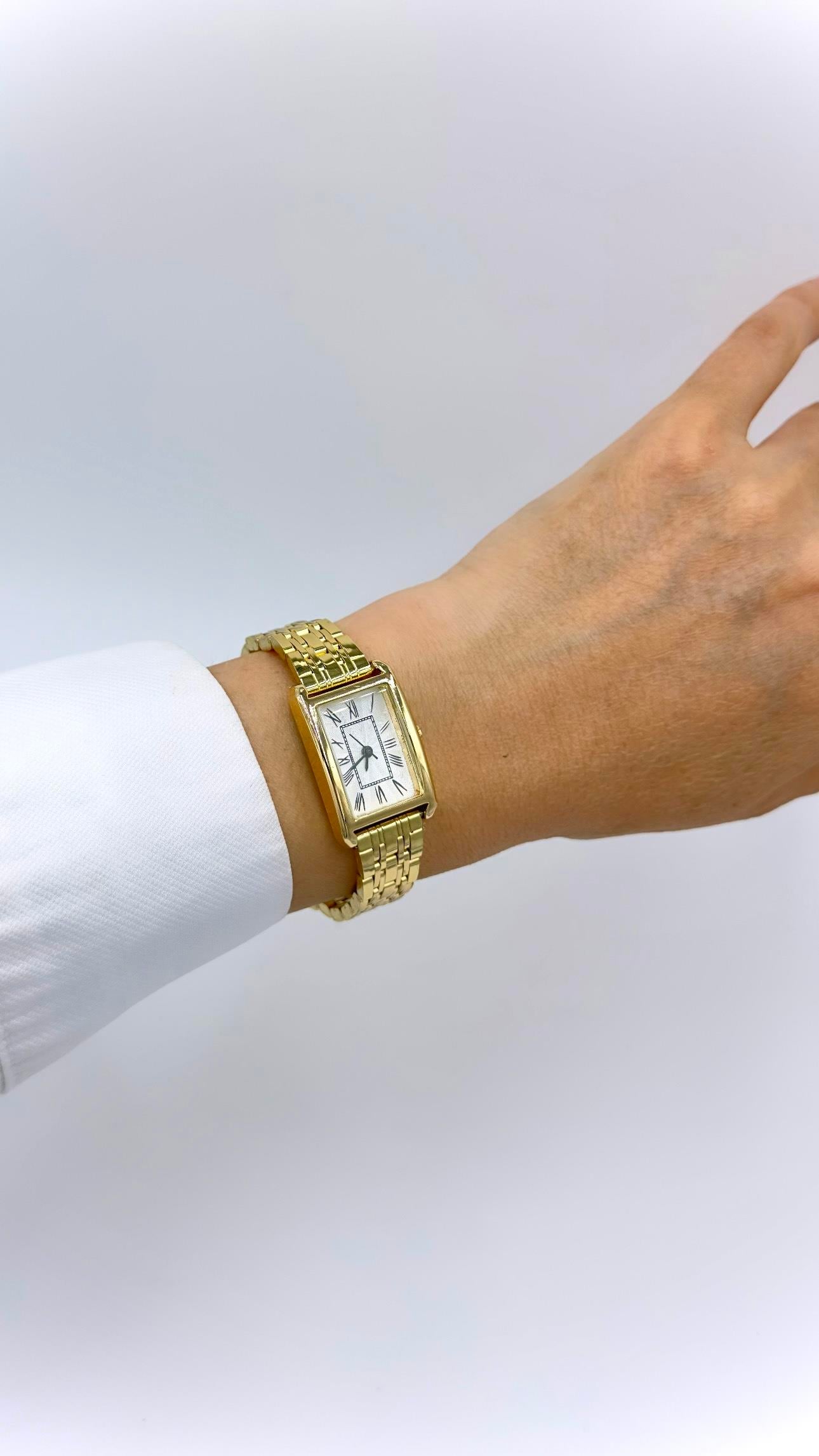 Dikdötgen Gold Roma Rakamlı Saat