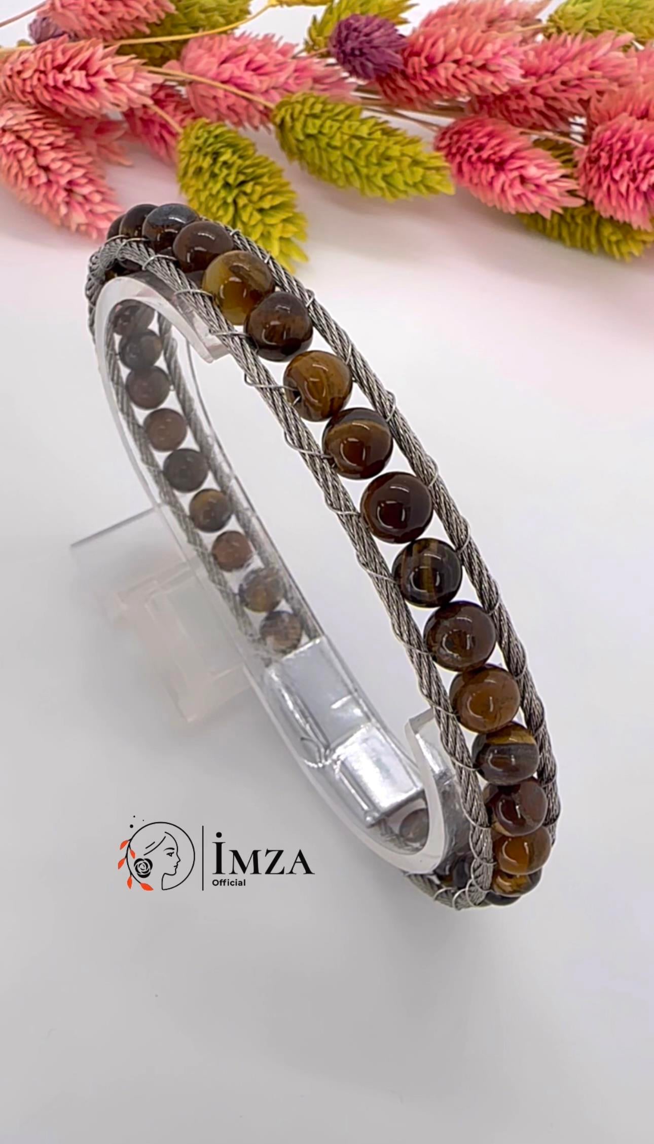 Erkek Çelik Örğü Kaplan Gözü Bileklik