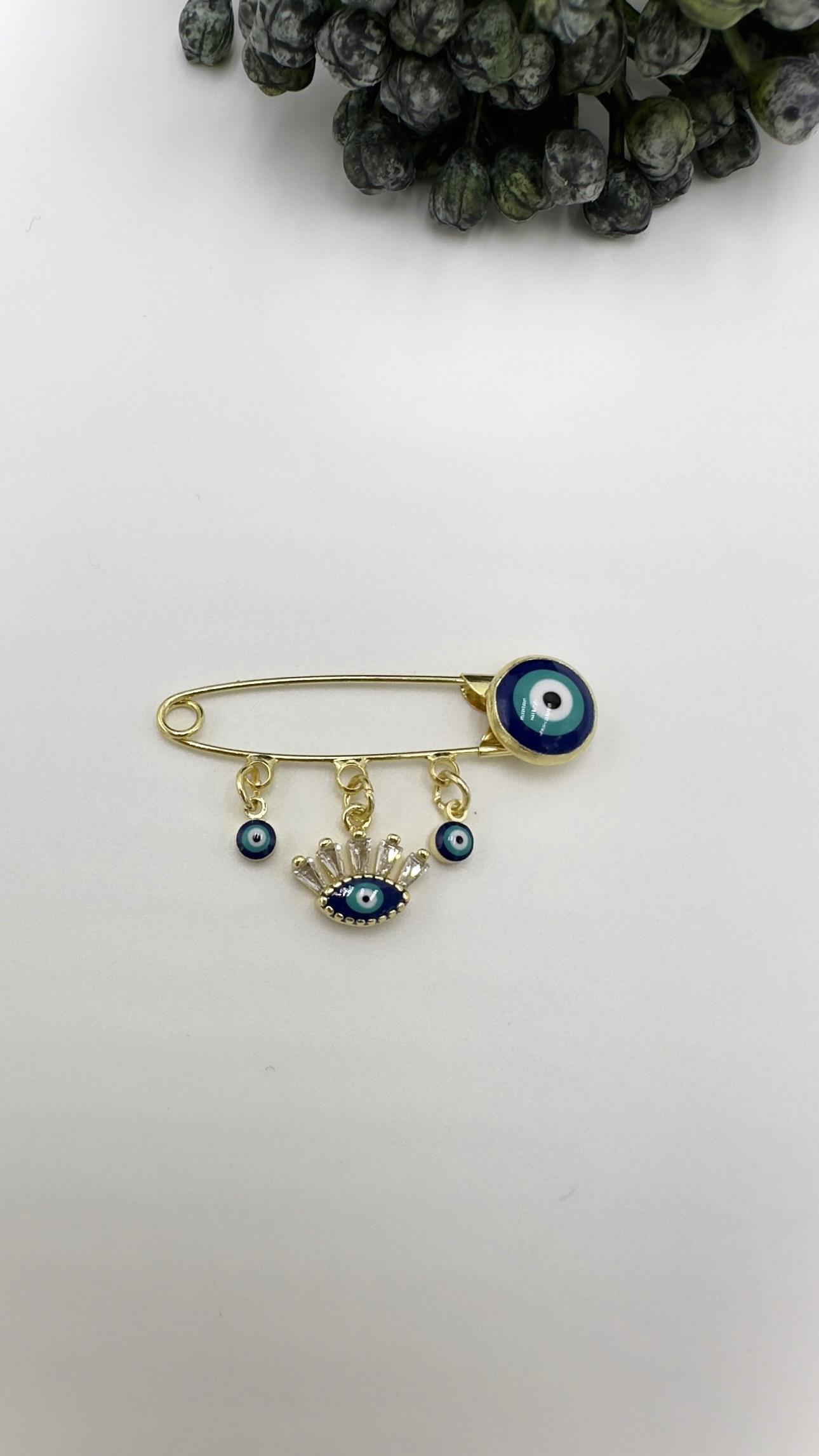Gold Nazar Boncuklu Çengel Model Broş