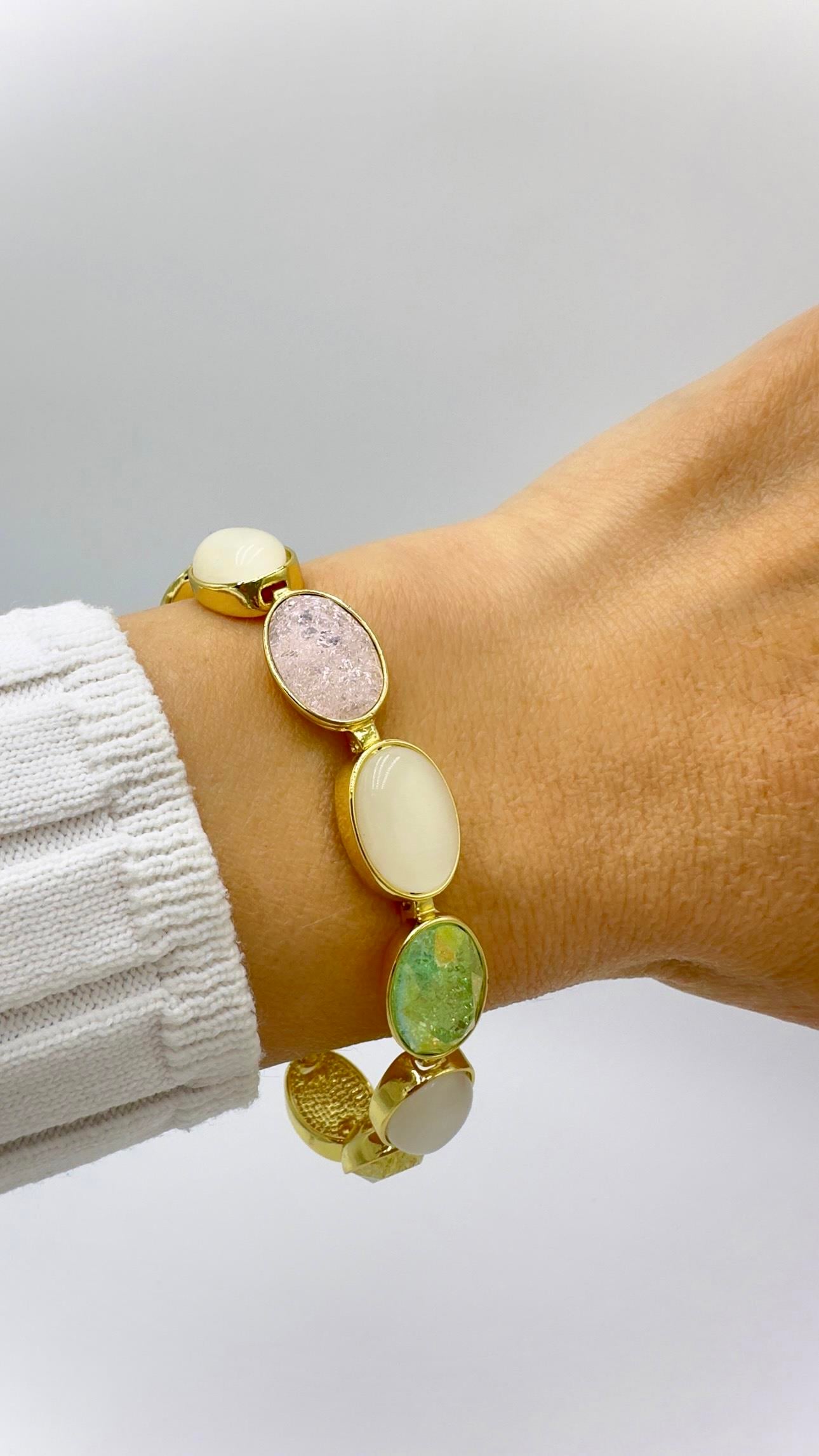 Paris Pembe Sedefli Oval Model Bileklik