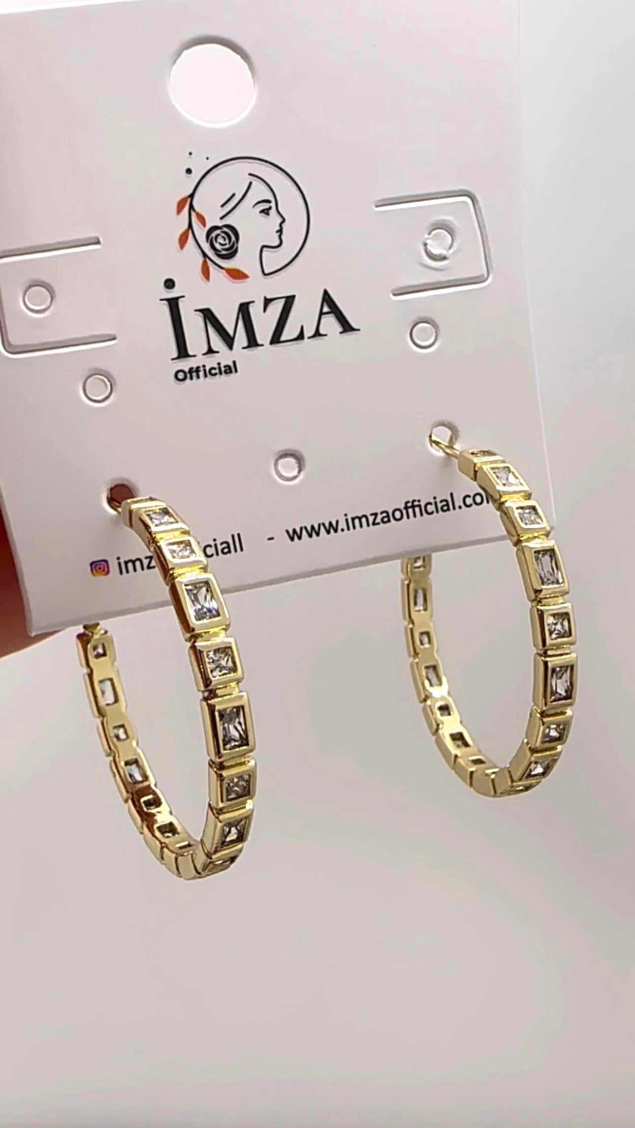 Vip Gold Kare Bağet Taşlı Küpe