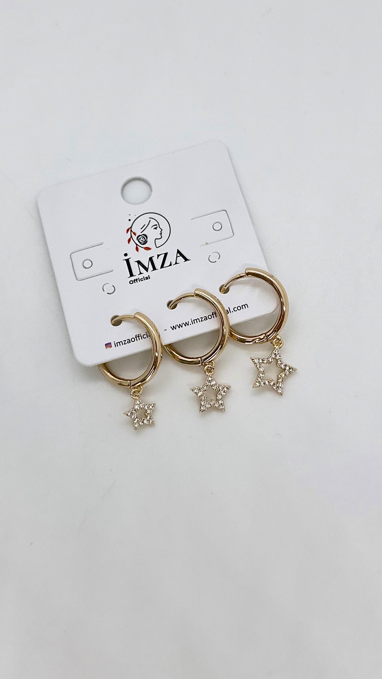 Vip Rose 3lü Yıldızlı Halka Küpe