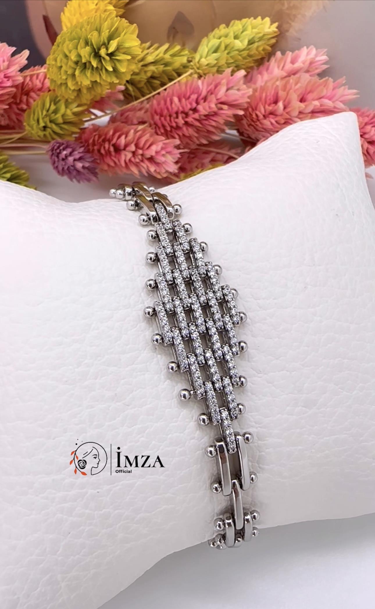 Vip Silver Ortası Hasır Desenliı Bileklik