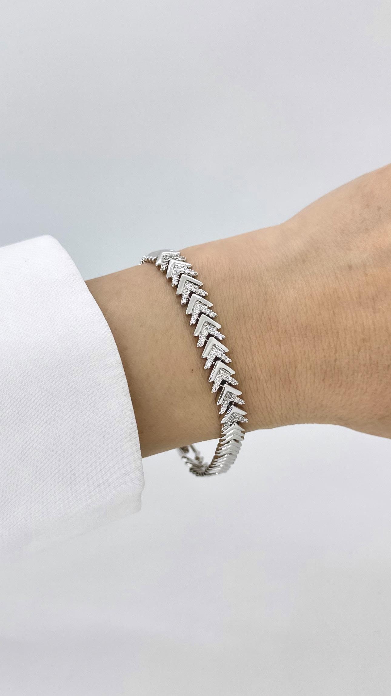 Vip Taşlı Silver Kılçık  Bileklik